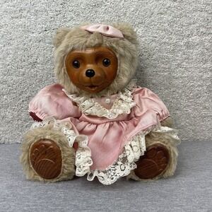 Vintage Robert Raikes Penelope Wooden Face Pink Dress Bear low number 457/15000